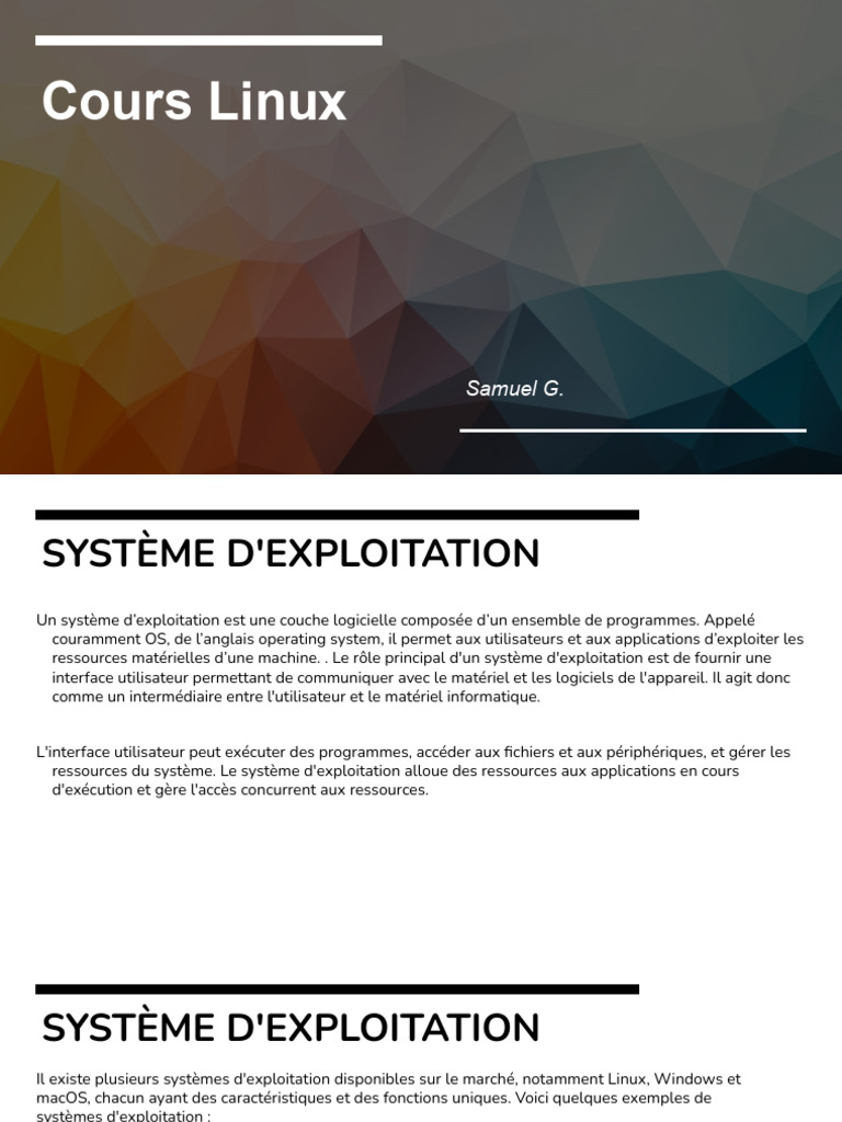 Introduction au système d'exploitation Linux | PDF | Système d ...