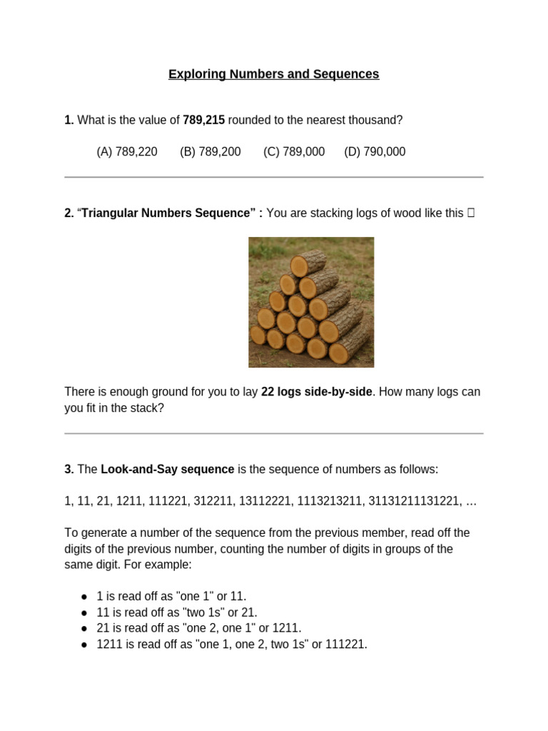 Sequences, Sum of 'N' Numbers, Rounding | PDF