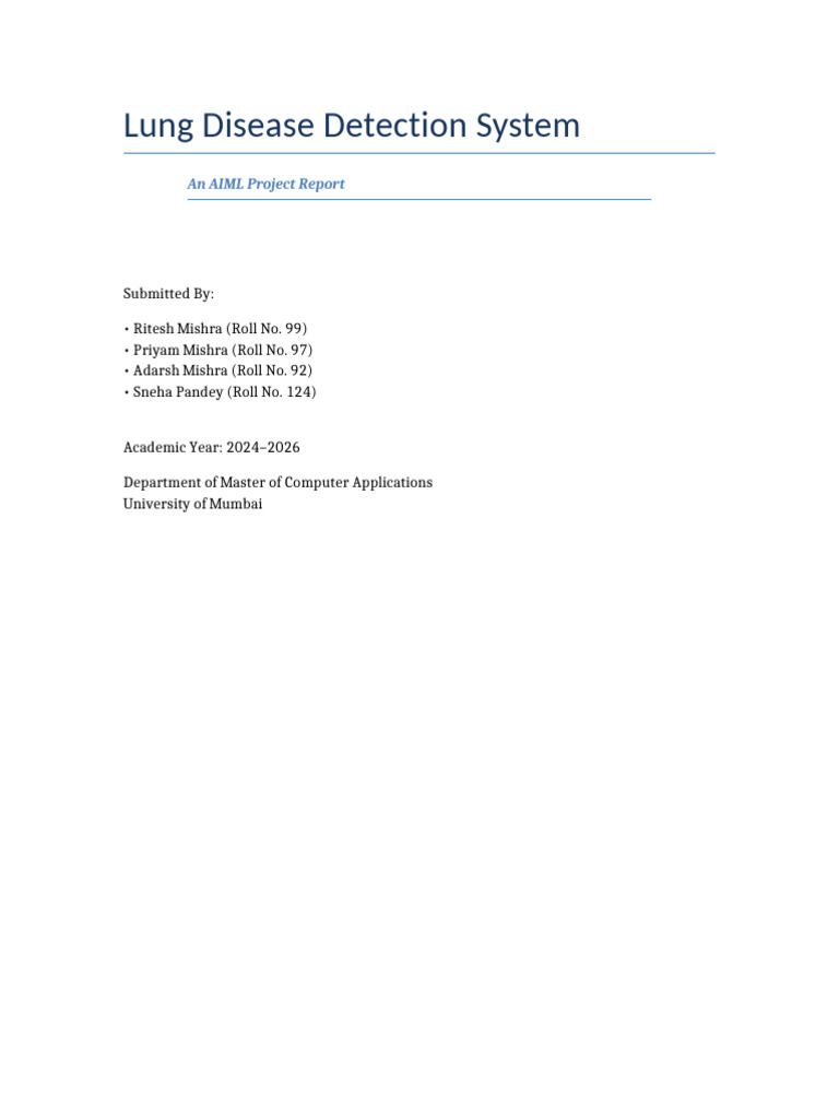 AI Lung Disease Detection System Report | PDF | Artificial Intelligence ...