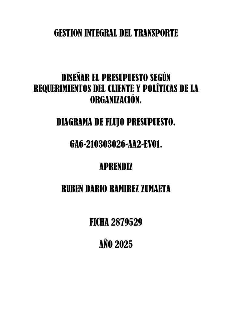 Presupuesto Integral de Transporte 2025 | PDF