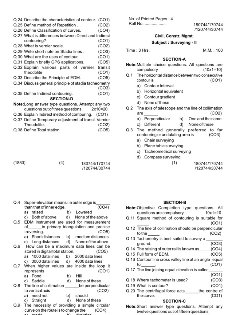 Civil Const 4 Sem Surveying 2 180744 Feb 22 2023 | PDF | Surveying