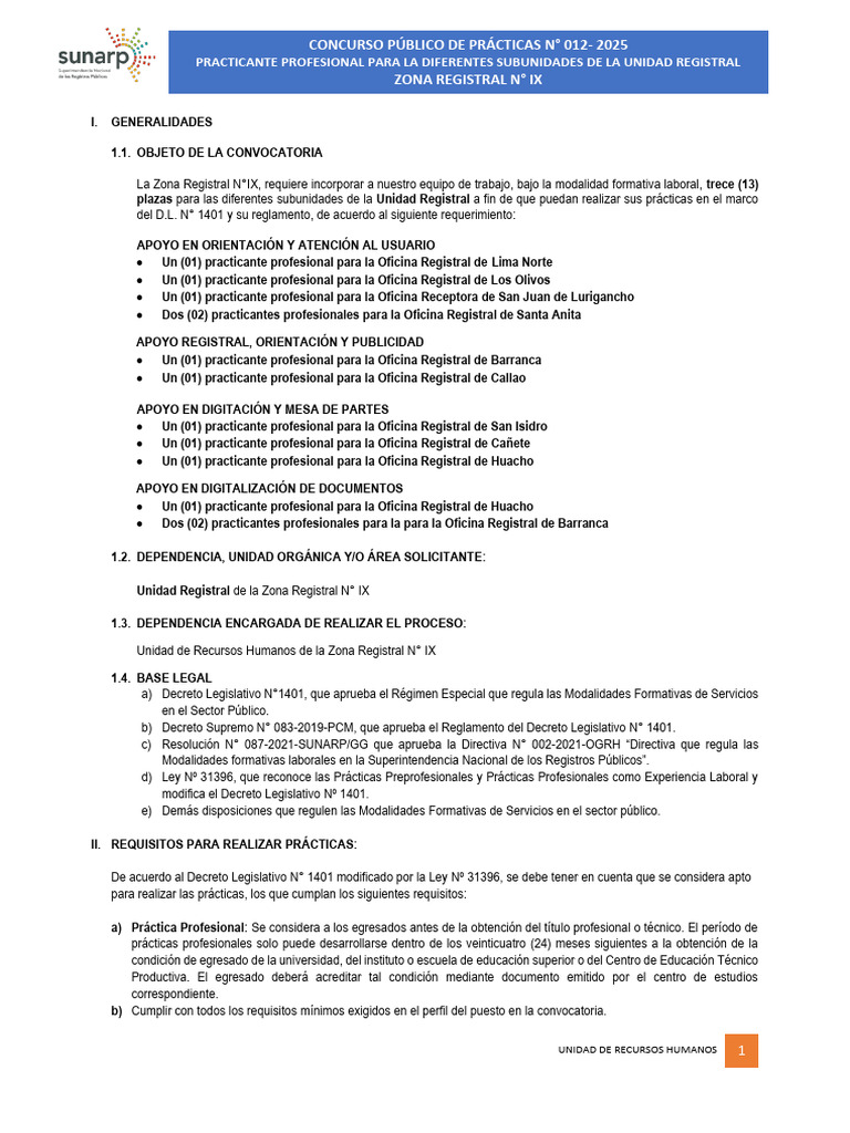 Convocatoria Prácticas Profesionales 2025 | PDF | Gestión de recursos ...