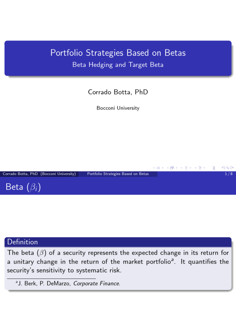 Portfolio Beta Strategies Explained | PDF | Beta (Finance) | Financial ...