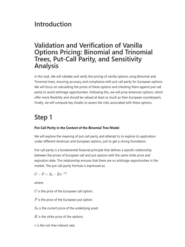 Vanilla Options Pricing Validation Guide | PDF | Greeks (Finance ...