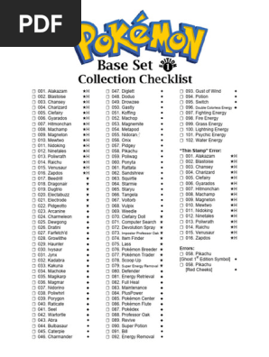 pokemon base set booster box card list Complete Master Set (102/102) 1999 Choose your variant to see the specific details. Pokemon Base Set Card Prices