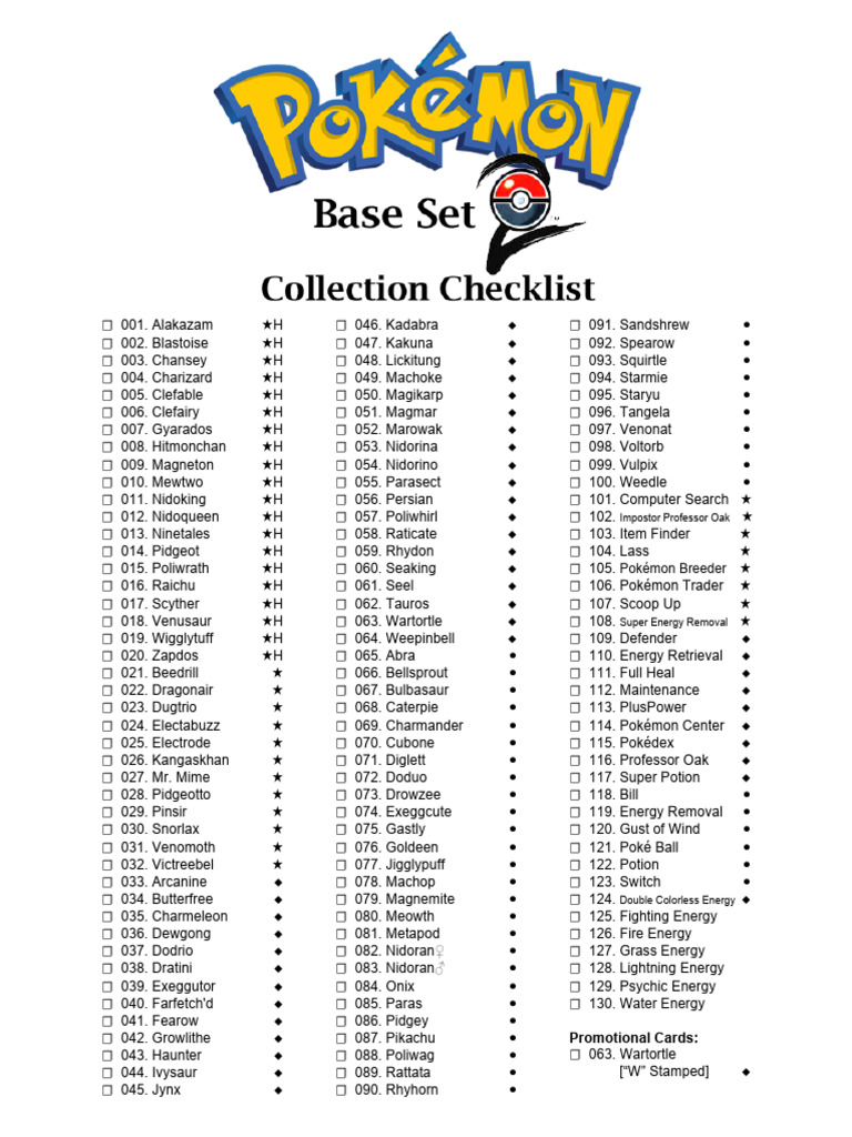 Gen 2 Pokmon Card Checklist | PDF | Pokmon