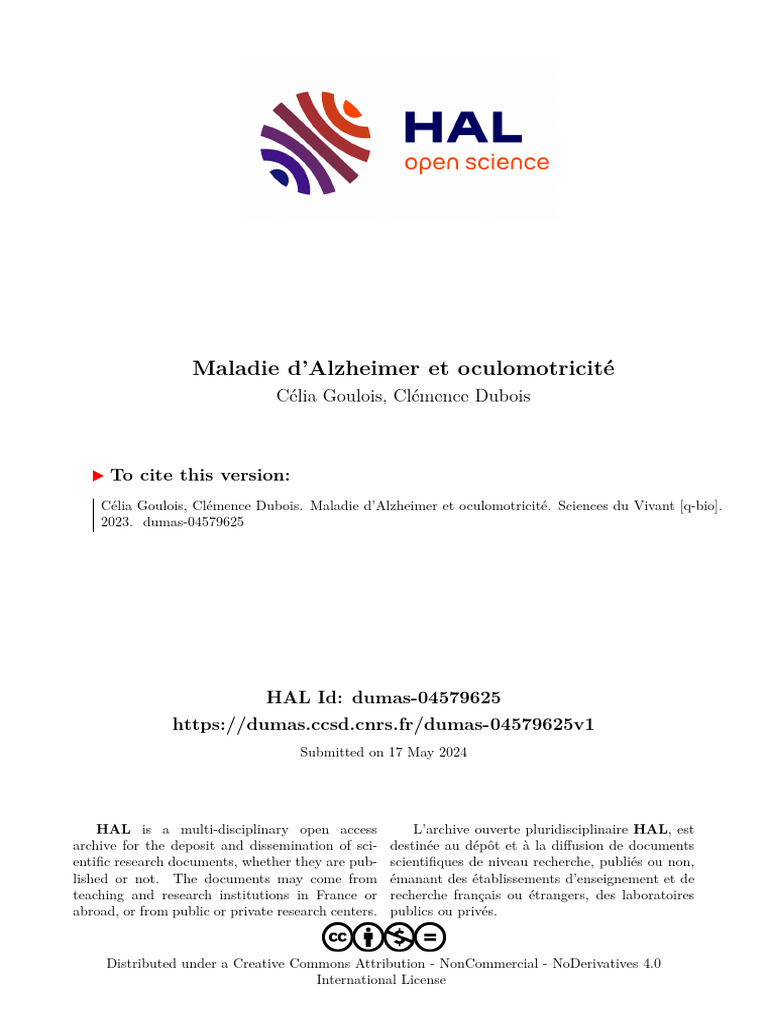 Maladie d'Alzheimer et oculomotricité | PDF | Démence | Neuroscience