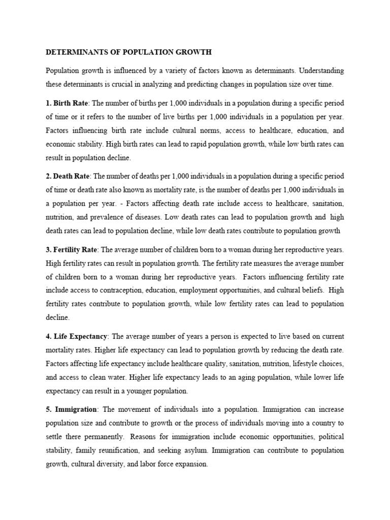 Key Factors in Population Growth | PDF | Population Growth | Birth Rate