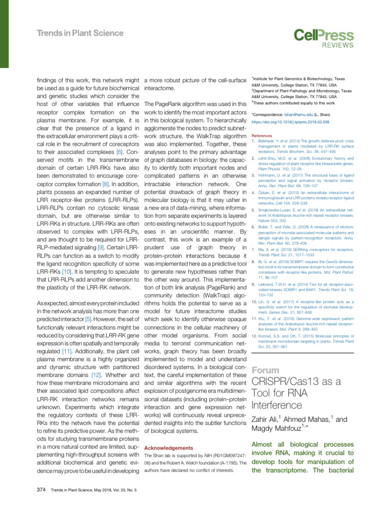 CRISPR - Cas13 As A Tool For RNA Interference | PDF | Crispr | Rna