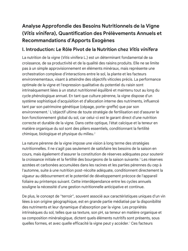 Besoins Nutritionnels de la Vigne | PDF | Vins | Sol (pédologie)