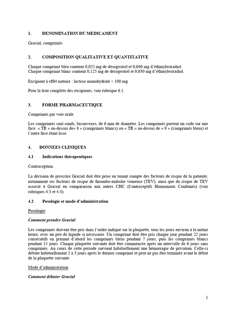 Gracial : Contraception et Posologie | PDF | Cancer | Contraception