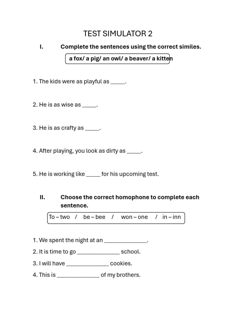 Language Skills Practice Worksheet | PDF