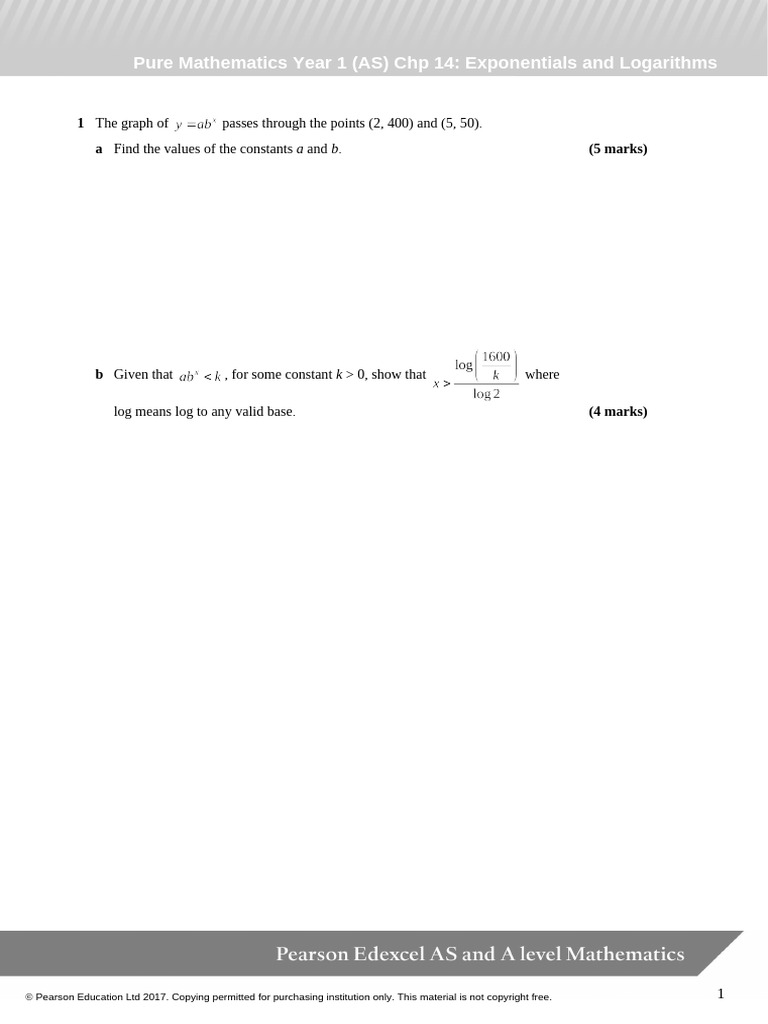 Exponentials and Logarithms AS Level Guide | PDF | Exponential Function ...