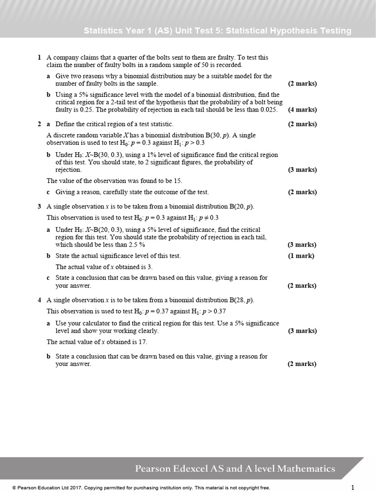 Statistical Hypothesis Testing Test | PDF | Probability Distribution ...