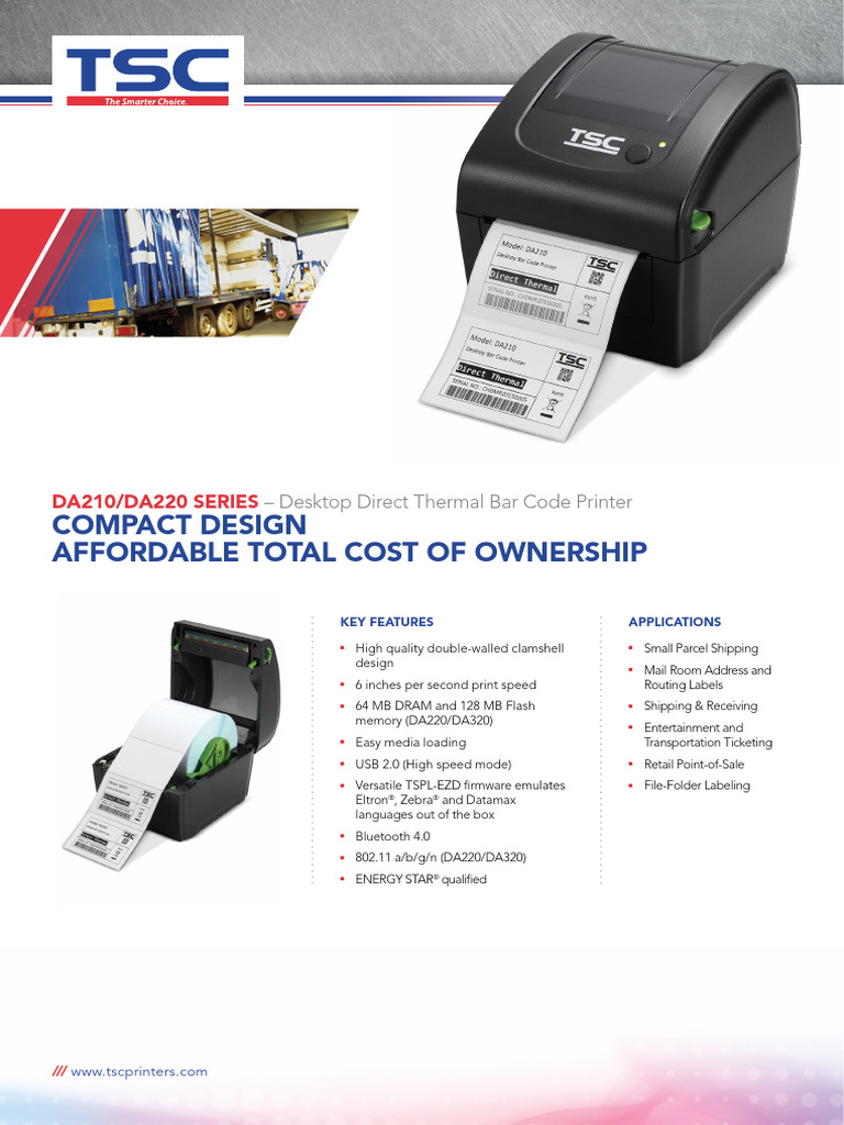 DA210/DA220 Printer Specifications | PDF | Printer (Computing) | Usb