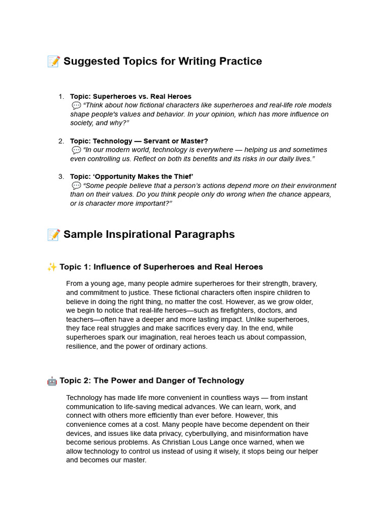 7th Level (Writing Topics) | PDF | Psychological Concepts | Behavioural ...