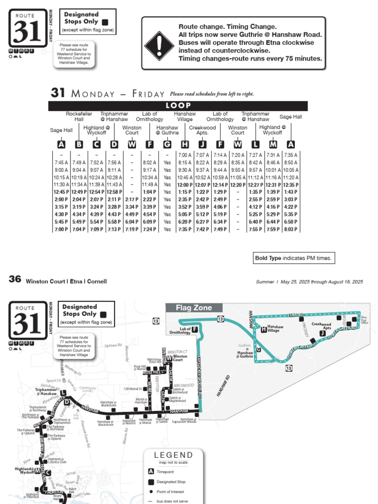 Route 31 Bus Schedule Summer 2025 | PDF | Space | Navigation