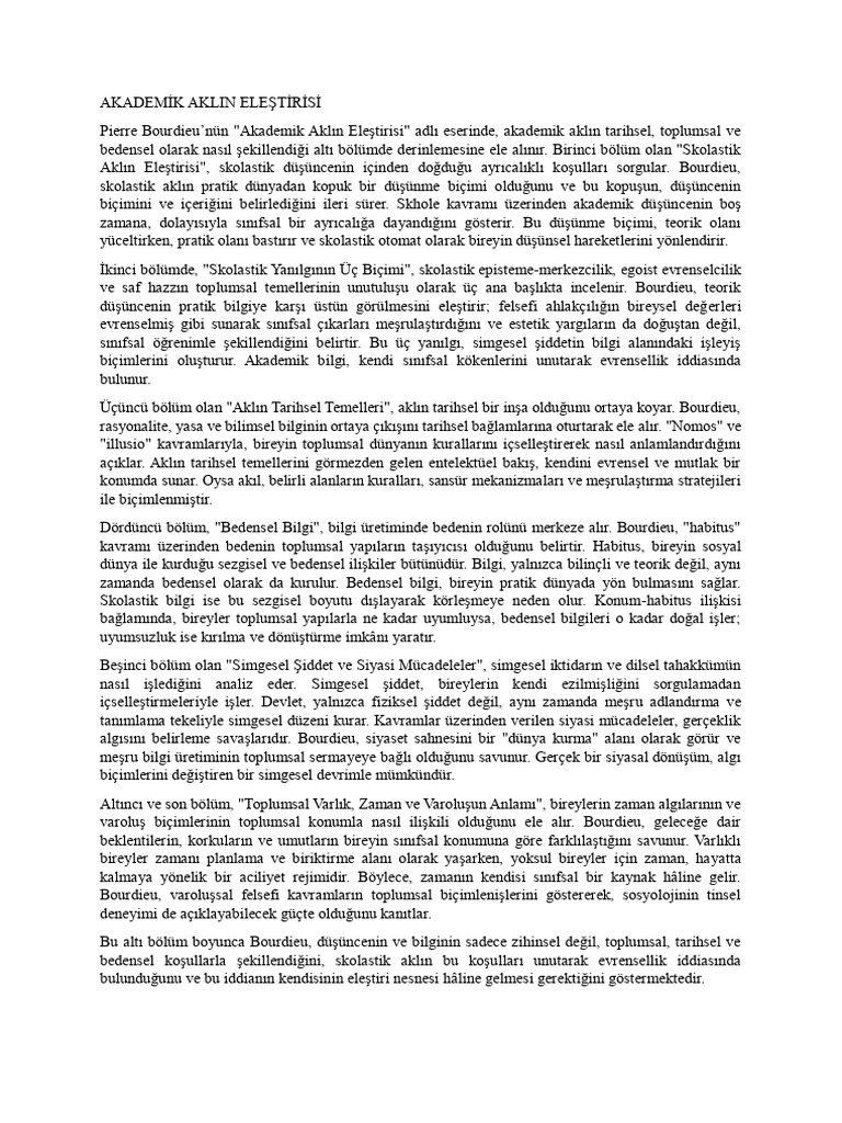 Akademi̇k Aklin Eleşti̇ri̇si̇ | PDF