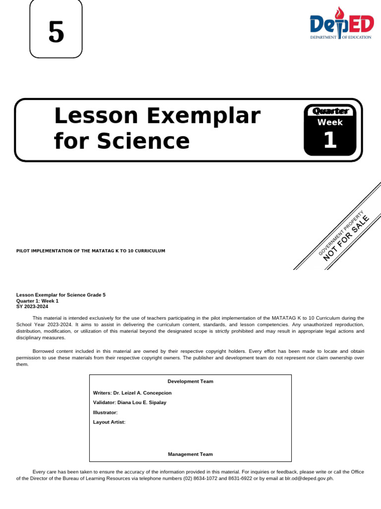 Grade 5 Science Lesson Exemplar Q1 W1 | PDF | Matter | Phase (Matter)