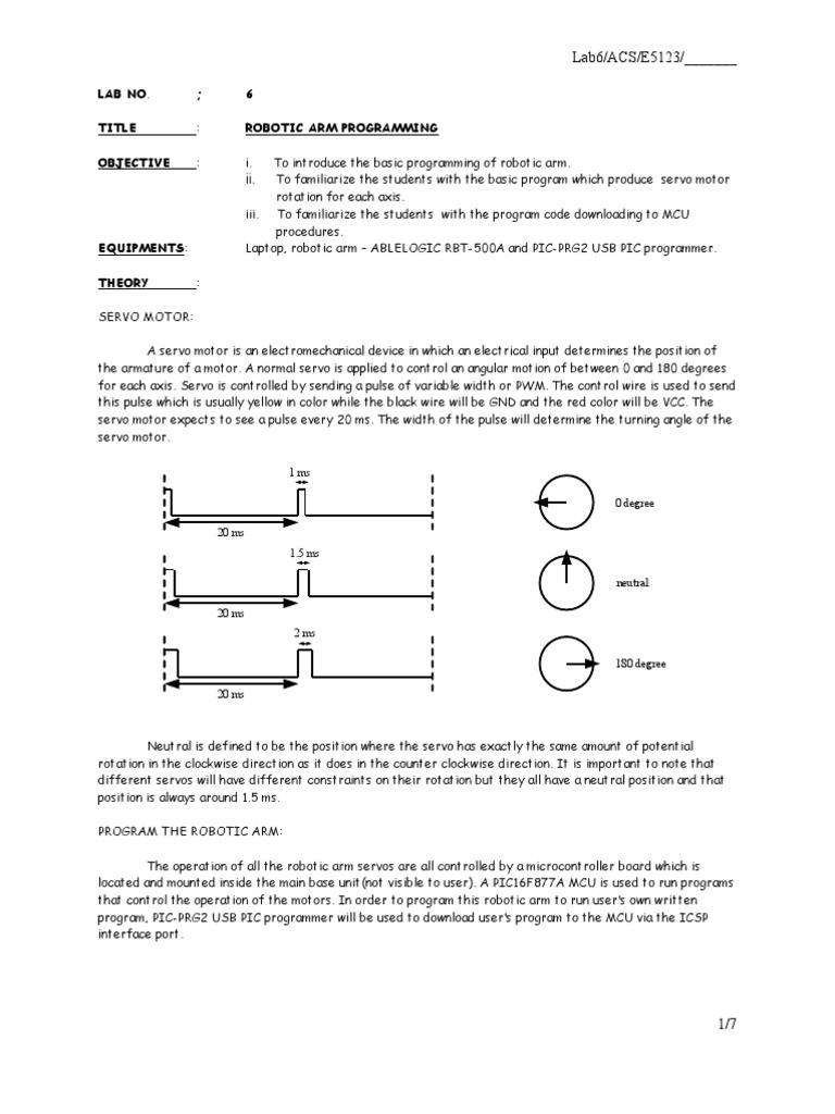 Robotic Arm Programming Basics | PDF | Servomechanism | Microcontroller