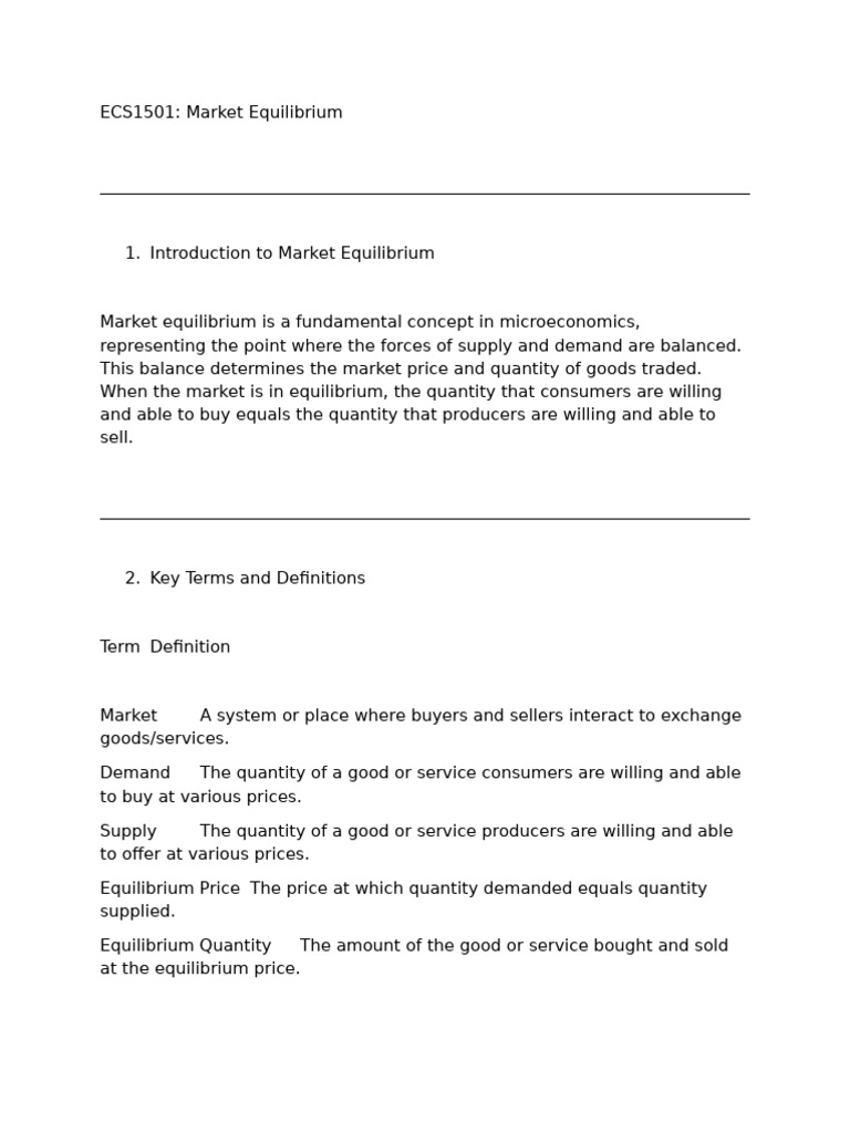 Understanding Market Equilibrium Concepts | PDF | Economic Equilibrium ...