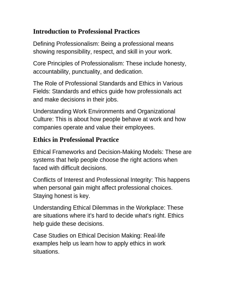 Overview of Professional Practices | PDF | Communication | Leadership