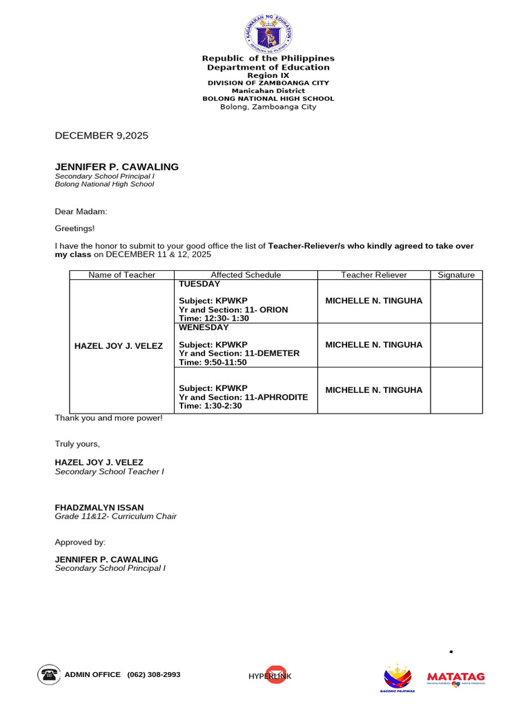 RELIEVER FORM (1) | PDF