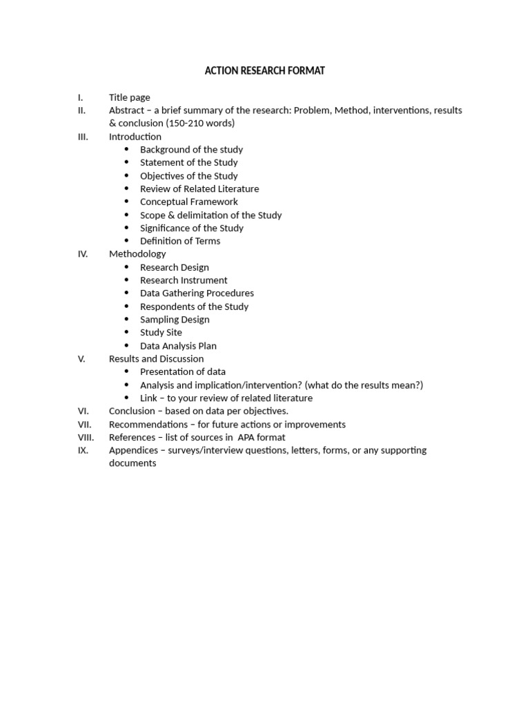 Action Research Format Guide | PDF