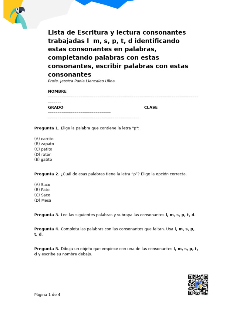 Consonantes trabajadas en escritura | PDF | Lingüística