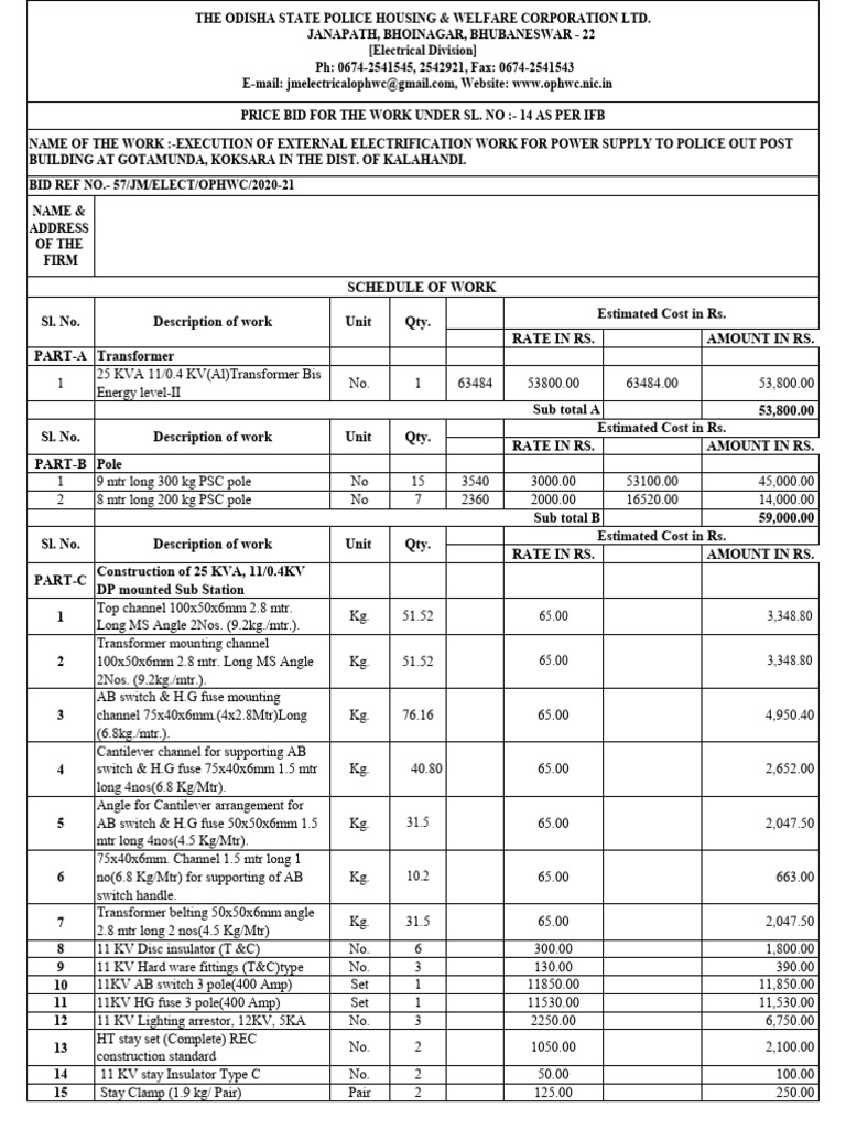 Electrical Work Estimate for Police Post | PDF | Electrical Connector ...