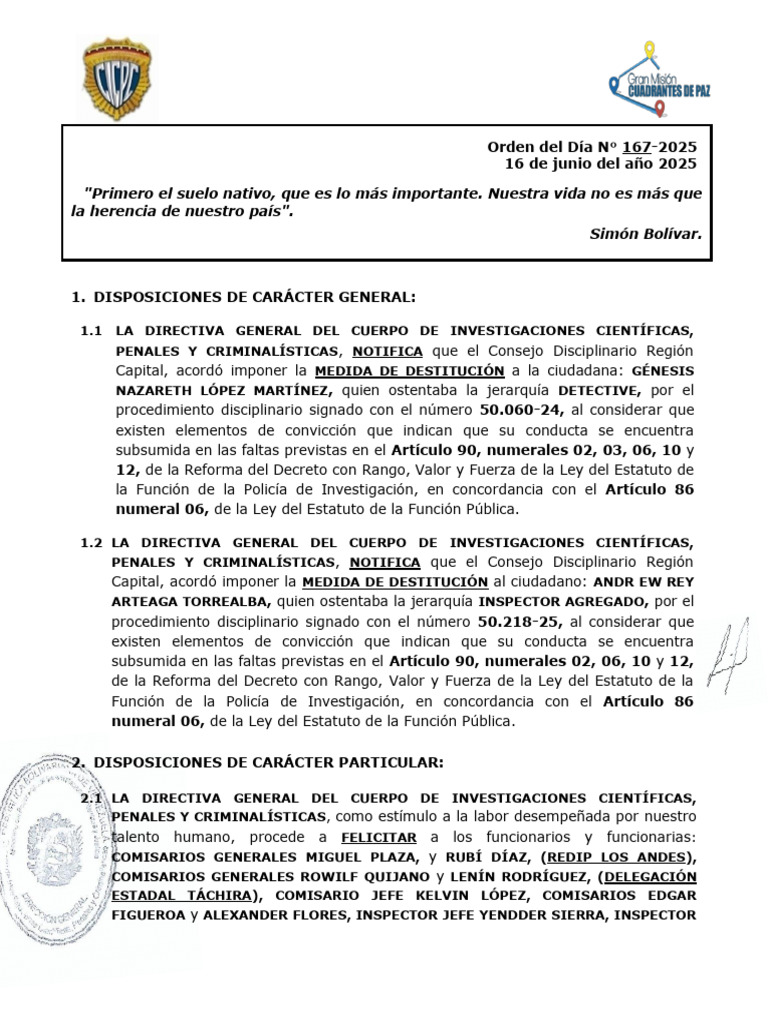 Orden Del Día #167 Del 16 de Junio Del Año 2025 | PDF | Venezuela ...