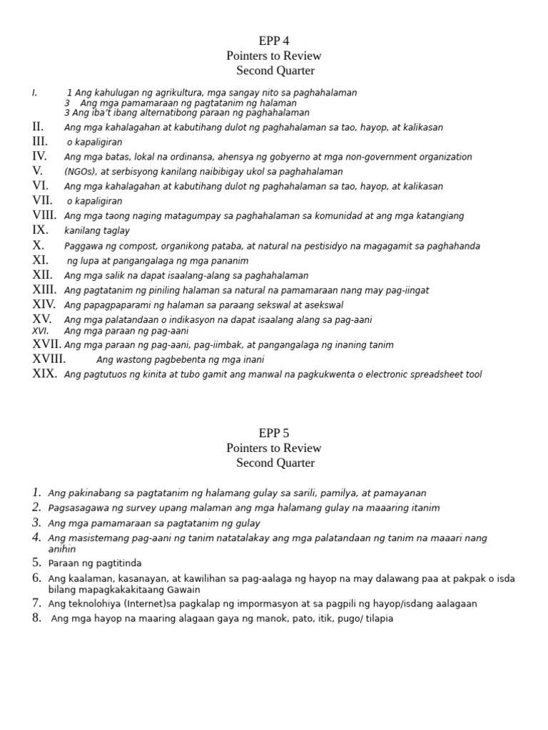 EPP 4 Pointers To Review | PDF