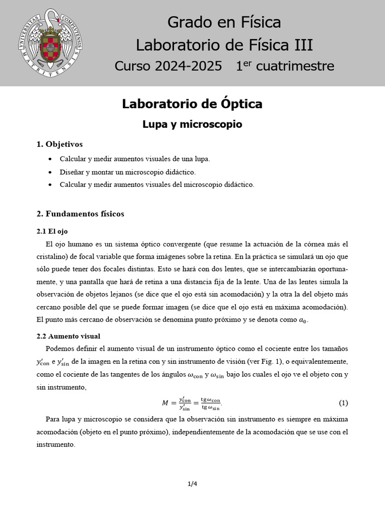 2024 - 08 - Lupa - y - Microscopio | PDF | Lente de la cámara | Óptica