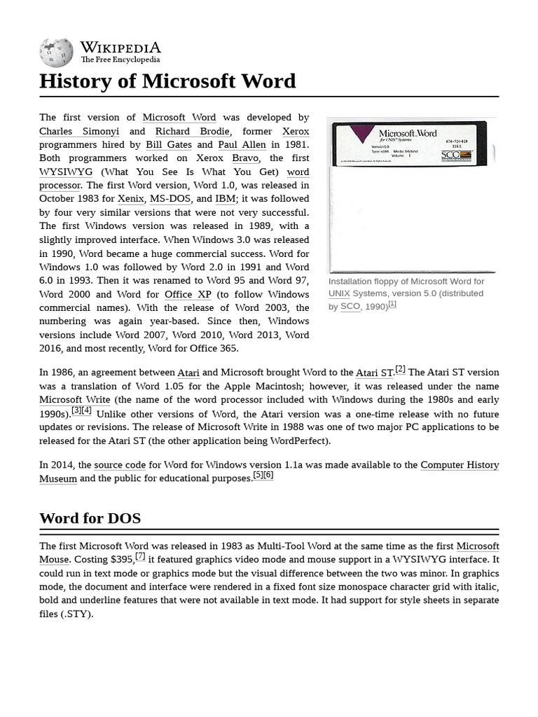 History of Microsoft Word | PDF | Microsoft Word | Microsoft Office