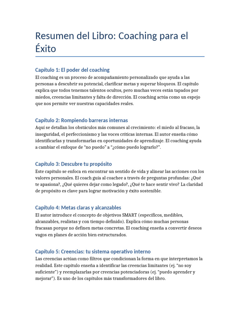 Coaching para el Éxito: Guía Práctica | PDF | Aprendizaje | Sicología