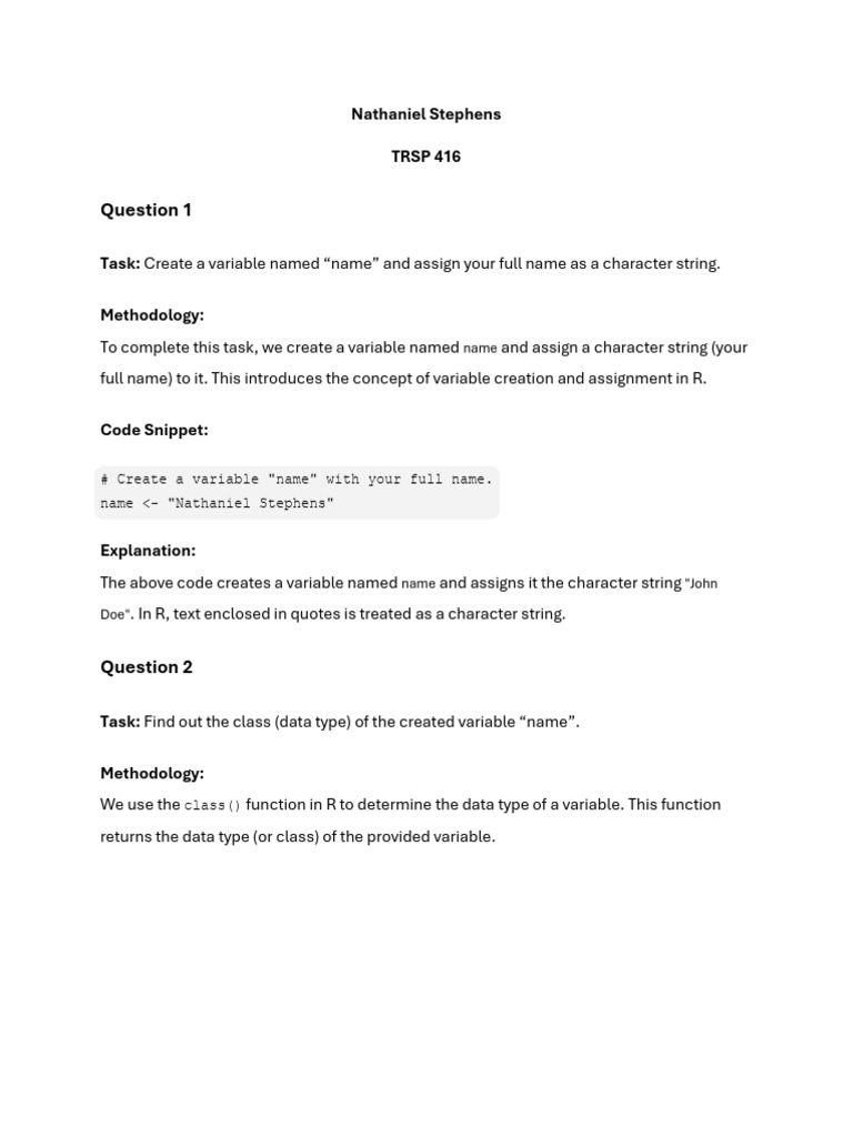Nathaniel Stephens TRSP 416 | PDF | Computer Programming