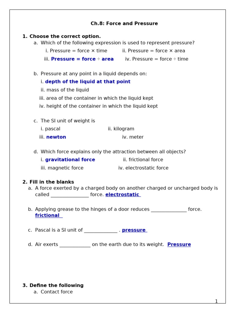Understanding Force and Pressure Concepts | PDF | Pressure | Force