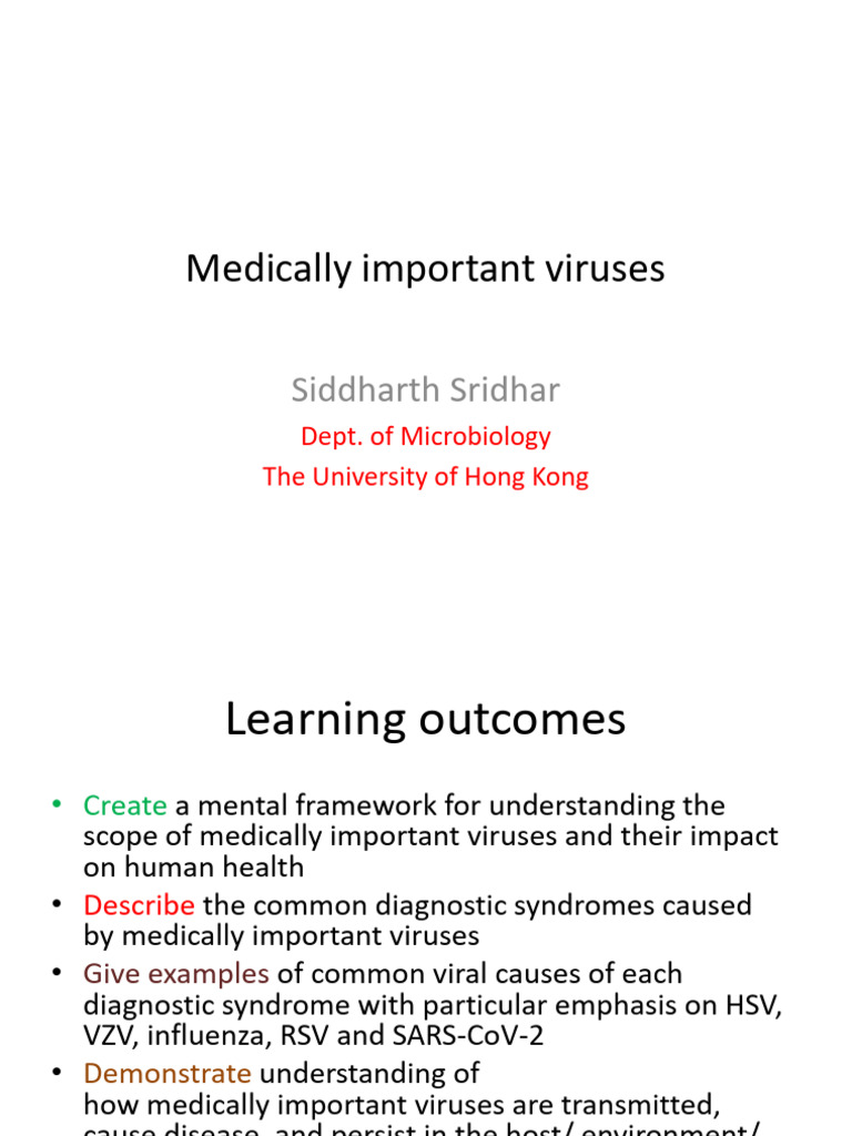 IAS62 Medically Important Viruses - 20221125 | PDF | Virus | Influenza