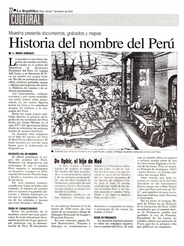 Historia Del Nombre Perú | PDF