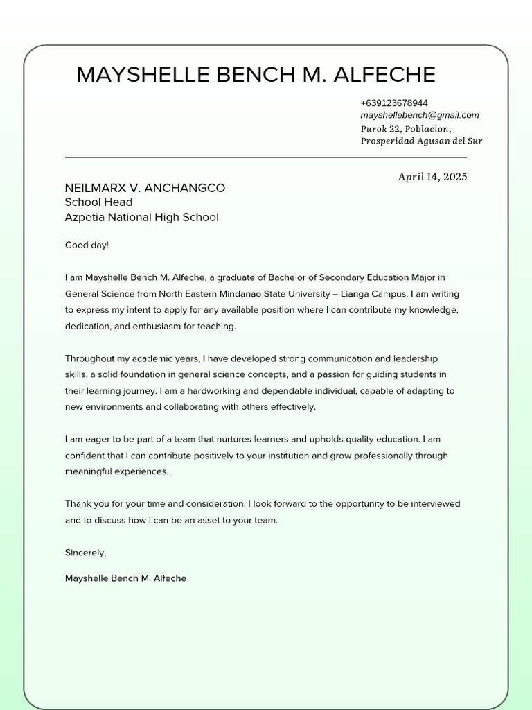 Neon Green Contemporary Modern Creative Job Cover Letter | PDF