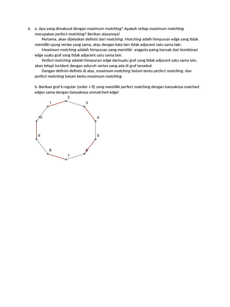 Maximum vs Perfect Matching dalam Graf | PDF