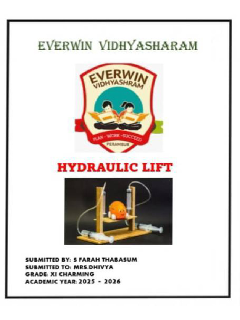Hydraulic Lift Project | PDF