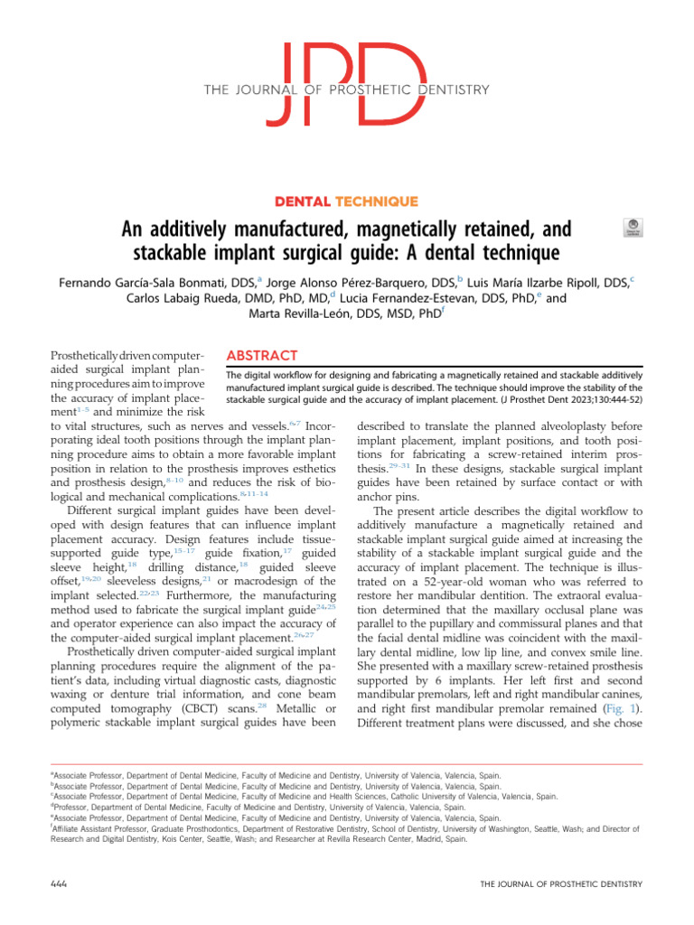 Magnetic Stackable Implant Guide Technique | PDF | Dental Implant ...