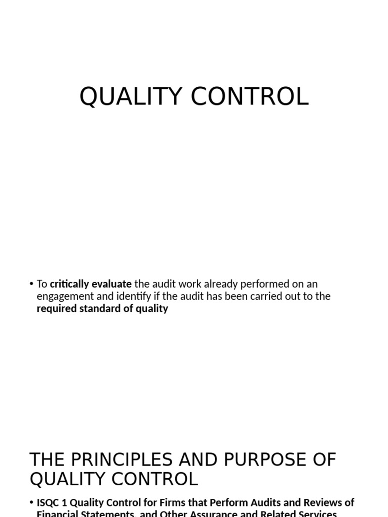 Chap 5 Quality Control | PDF