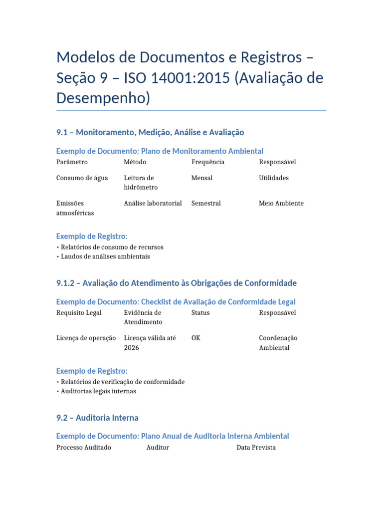 Modelos de Documentos ISO 14001:2015 | PDF