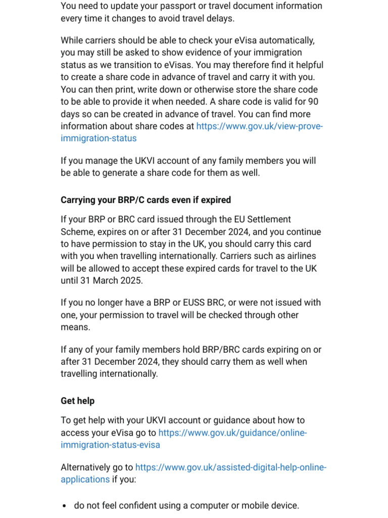 Update Your UK eVisa Information | PDF