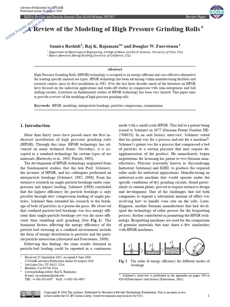 Modeling High Pressure Grinding Rolls | PDF | Mill (Grinding) | Force