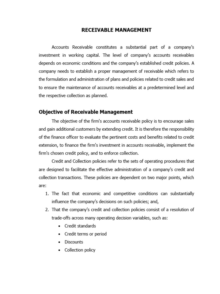 Effective Accounts Receivable Management | PDF | Credit | Finance ...