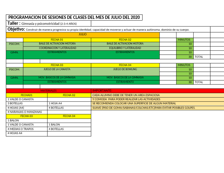Programacion Mes de Julio | PDF