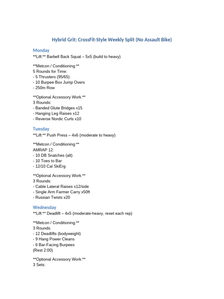12-Week CrossFit Hybrid Program | PDF